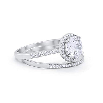 Two Piece Bridal Wedding Ring 925 Sterling Silver Simulated CZ